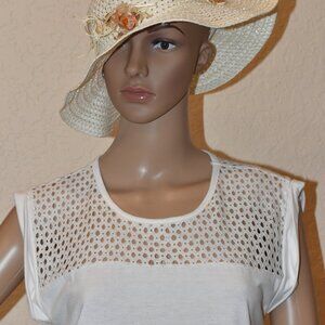 Adiva Eyelet Yoke Sleeveless Blouse US M - NWOT